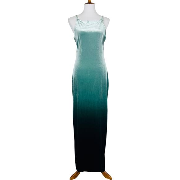 ONYX Nite Vintage Y2K 90s Mint Green Ombré Velvet Maxi Formal Dress Women’s 10 - Picture 1 of 16